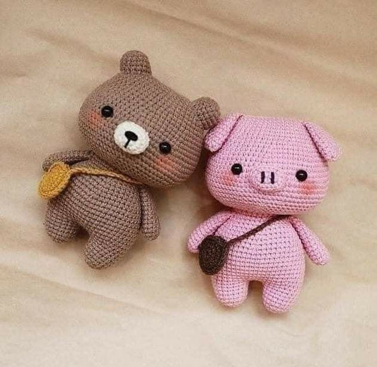 Muñeco Tejido Oso - Porky Pink