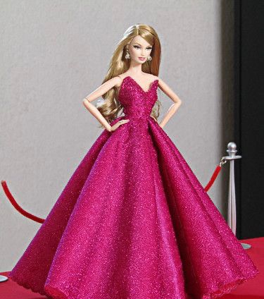 Vestido vino brillo para Barbie