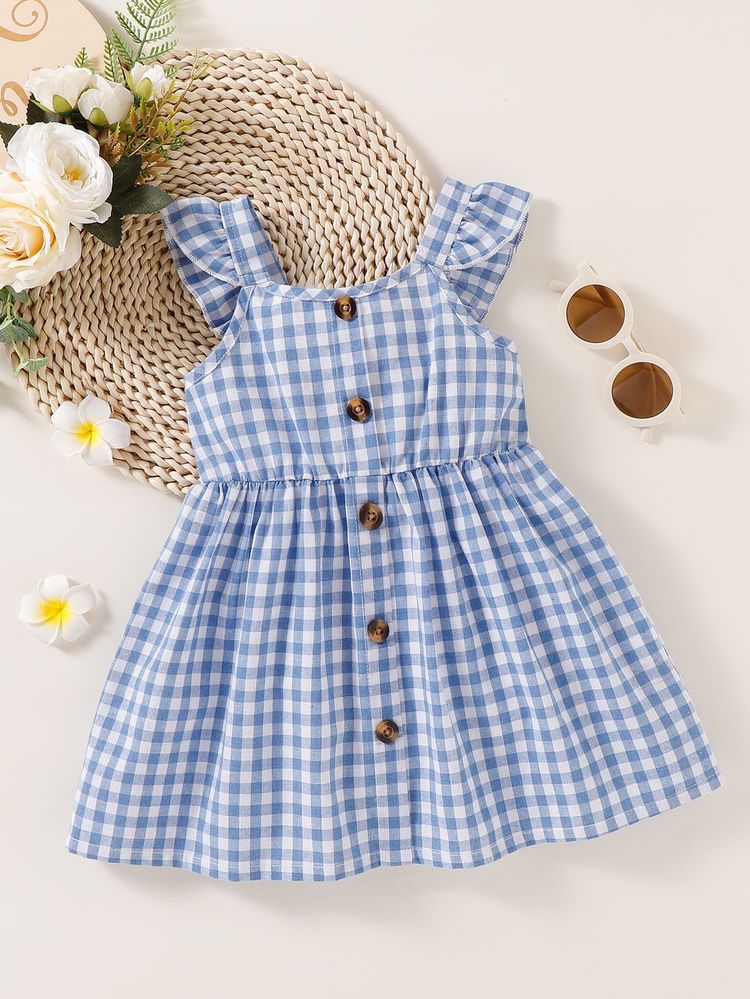 Vestido infantil azul cuadros