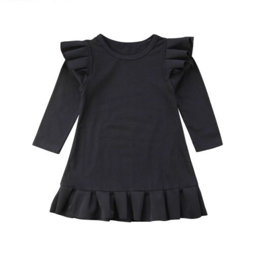 Vestido infantil negro pliegues