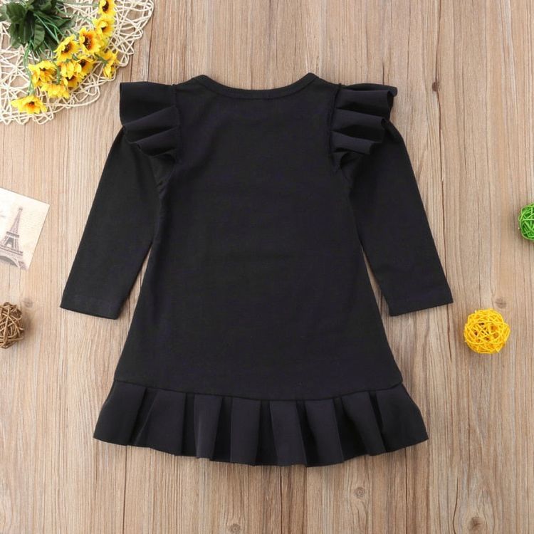 Vestido infantil negro pliegues