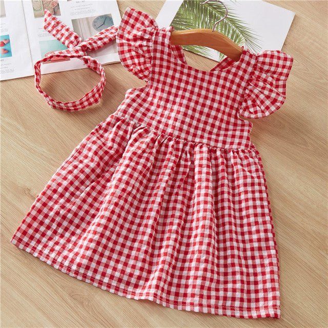 Vestido infantil rojo cuadros