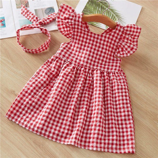 Vestido infantil rojo cuadros